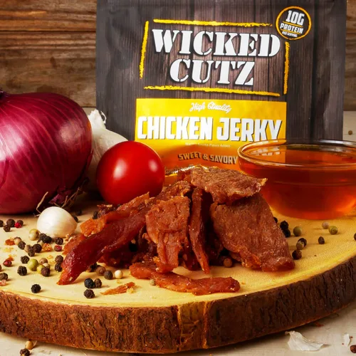 Miniatura 3 de Wicked Cutz Cecina de pollo dulce y salada, 1.06 oz de proteína por bolsa, alternativa tierna y fácil de masticar a los palitos de pollo, aperitivos
