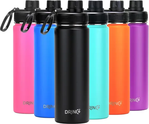 Miniatura 10 de Drinco - Botella de agua de acero inoxidable con boquilla, tapa aislada al vacío, botella de agua de doble pared, de boca ancha