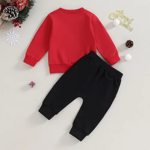 Miniatura 7 de YOKJZJD Newborn Baby Boy Christmas Outfit Merry Christmas Sweatshirt Long Sleeve T-Shirt Tops Toddler Jogger Pants Set (Red, 2-3 Years)