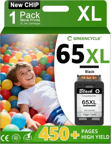 greencycle Cartucho de tinta remanufacturado 65, repuesto para HP 65XL 65 XL N9K04AN, compatible con impresora todo en uno Envy 5055 5052 5058