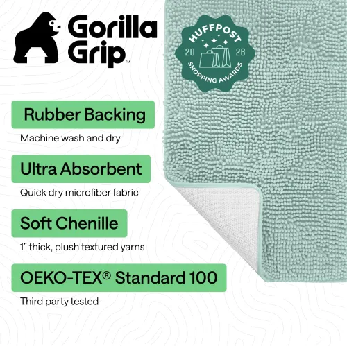 Miniatura 271 de Gorilla Grip - Tapete de baño de felpilla gruesa, suave y absorbente, secado rápido, de microfibra, con reverso de caucho, para piso de ducha, Nube