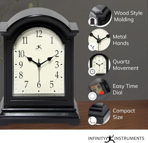 Miniatura 4 de Infinity Instruments Reloj de Abuelo de Mesa Marrón Antiguo 9 x 6 pulgadas Reloj de Repisa de Mesa Mini Decoración de Mesa de Escritorio Repisa