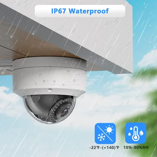 Miniatura 2 de Real HD 6MP Cámara IP POE de seguridad para exteriores, domo antivandálico, 2.8mm de gran angular, H.265, IP67 IK10, compatible con NVR, compatible