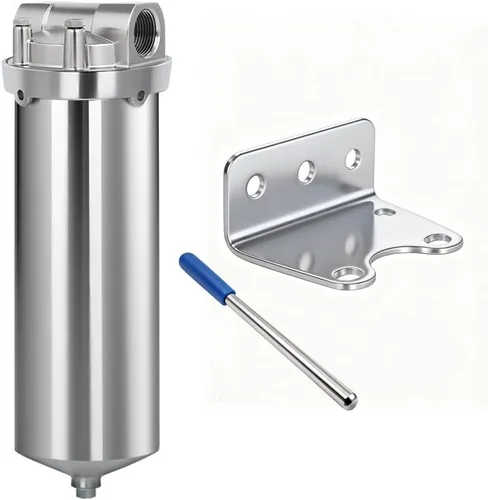 Miniatura 7 de NSF/ANSI 42 Certificación Carcasa de filtro de acero inoxidable para cartucho de filtro de 10", carcasa de filtro de agua NPT de 3/4", válvula