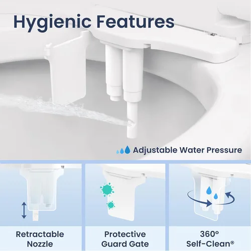 Miniatura 4 de LUXE Bidet NEO 320 Plus - Agua caliente, boquilla dual, accesorio de bidé no eléctrico para asiento de inodoro, instalación patentada de Cromo