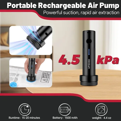 Miniatura 3 de Bolsas de almacenamiento al vacío UPGOGO con bomba eléctrica portátil, bolsas de sellado al vacío para ropa, bolsas de ahorro de espacio, bolsas