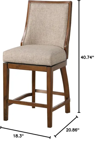 Miniatura 8 de Home Katherine - Taburete giratorio de bar con mecanismo de giro de 360°, taburetes modernos de granja para encimera de cocina con tapicería de tela