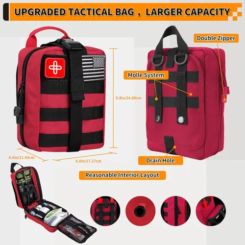 Miniatura 2 de Survival Kit, Gifts for Men Women Teen Boys, 252 pcs Survival Gear and Equipment Mini First Aid Kit for Car Home, Emergency Kit with Molle System