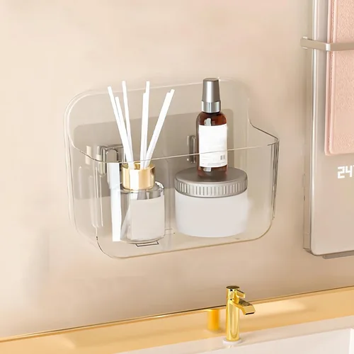 Miniatura 11 de Diesisa Organizador de Pared de 2 Piezas de Acrílico, Organizador Adhesivo Transparente para Puerta de Gabinete, Estantes de Baño para Pared, Sin
