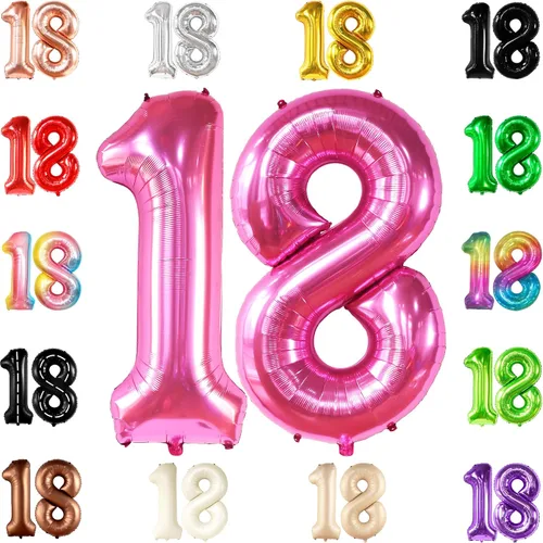 Miniatura 12 de KatchOn, Globo negro del número 18, gigante, 40 pulgadas, globo 18 para decoraciones de cumpleaños de 18 años para niños y niñas, decoraciones