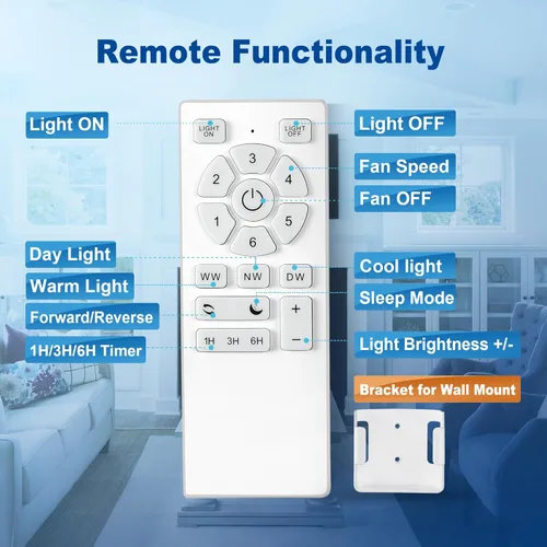 Miniatura 9 de Ventiladores de techo de 42 pulgadas con luces y control remoto, ventilador de techo de níquel cepillado, motor CC reversible de 6 velocidades, LED
