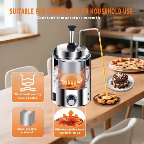 Miniatura 2 de SNICE Dispensador eléctrico de queso nacho calentador de chocolate 304 bomba de acero inoxidable 3.0 cuartos de galón UL/ETL, dispensador de dulce