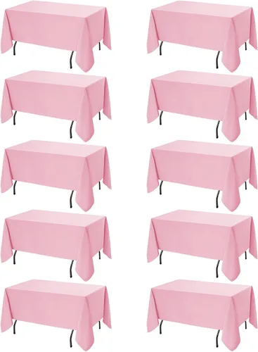 Miniatura 31 de Paquete de 6 manteles negros para mesas cuadradas, 54 x 54 pulgadas, tela de poliéster resistente a las manchas para mesas de 2 pies, manteles