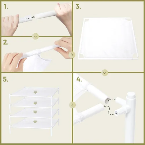Miniatura 7 de Estante de secado de suéter, estante de secado de ropa plano apilable de 4 capas, estante de secado de lavandería, secadora de aire de malla