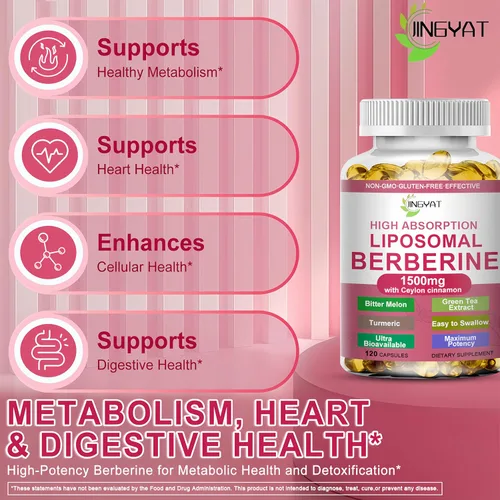 Miniatura 2 de Berberina con canela de Ceilán, suplemento de berberina de 1500 mg con melón amargo y cúrcuma para el metabolismo, la salud inmune y digestiva