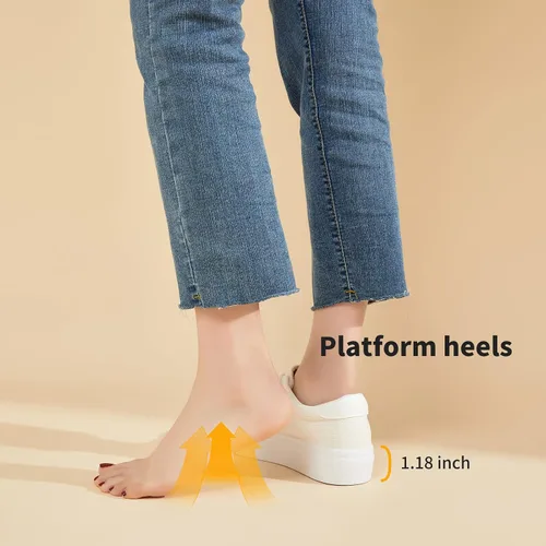 Miniatura 2 de THATXUAOV Zapatillas de deporte de plataforma para mujer, zapatos de tenis blancos casuales de moda