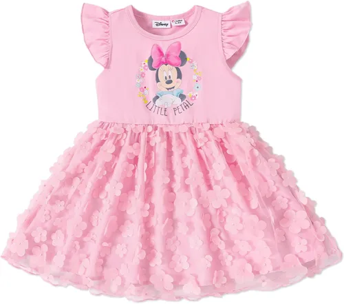 Disney Frozen Elsa Princesa Cenicienta Ariel Jazmín Rapunzel Vestido para bebéniña, Vestido de manga larga con volantes y superposición de malla de