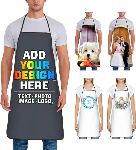 Miniatura 28 de Delantal personalizado para mujer, personalizado para añadir tu propio nombre, texto, logotipo, foto, chef, delantal de cocina para barbacoa