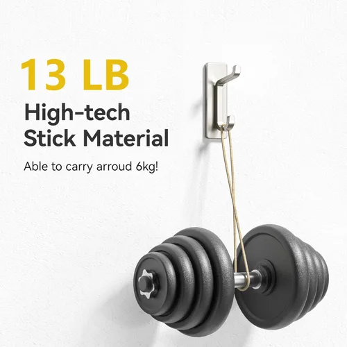 Miniatura 2 de Ganchos de Pared Autoadhesivos para Colgar: Extra Fuertes 13 LB, Gancho para Abrigo, Toalla en Baños, Ducha, Cocina, Pared, Gancho de Puerta, Níquel