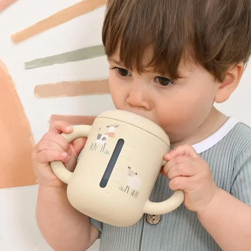 Miniatura 7 de LITTEL RAWR - Vasos de silicona para bebés de 6 meses o más, taza de entrenamiento de 3 etapas para bebés y niños pequeños, boquilla suave y asas