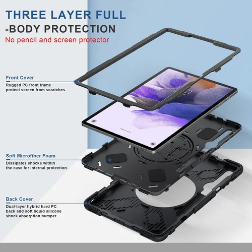 Miniatura 6 de SUPFIVES Funda para Samsung Galaxy Tab S7 FE/ S8 Plus de 12.4 pulgadas: [Grado militar mejorado] Funda protectora de silicona suave de cuerpo