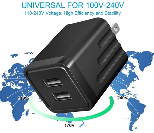 Miniatura 5 de Cargador rápido para iPhone, cargador de iPhone de carga rápida, paquete de 2 cargadores de pared USB de doble puerto, adaptador de bloque