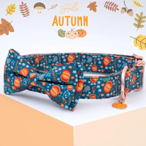 Miniatura 2 de Collar de moño para perro Faygarsle de Halloween de otoño para perros pequeños, medianos y grandes, collares de moda y lindos para perros machos