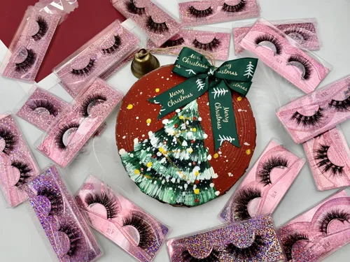 Miniatura 6 de Paquete de 100 pares de pestañas de visón sintético, pestañas de aspecto natural, pestañas postizas de 0.63 a 0.78 pulgadas, color rosa
