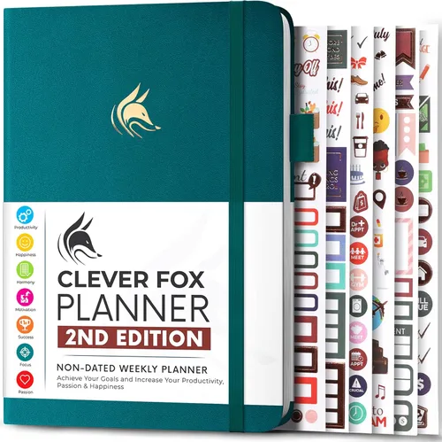 Miniatura 24 de Clever Fox - Agenda 2ª Edición – Planificador de Metas Semanales y Mensuales Colorido, Organizador de Gestión del Tiempo y Productividad, Sin Fecha