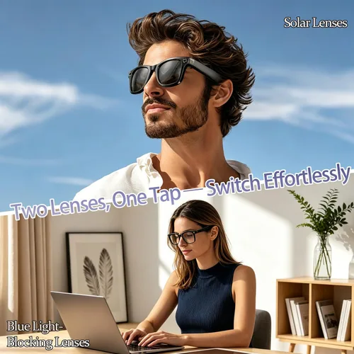Miniatura 6 de Lentes inteligentes AI con cámara HD de 8 MP para hombres y mujeres, 1080P, para grabación de video, traducción en tiempo real, audio de oído