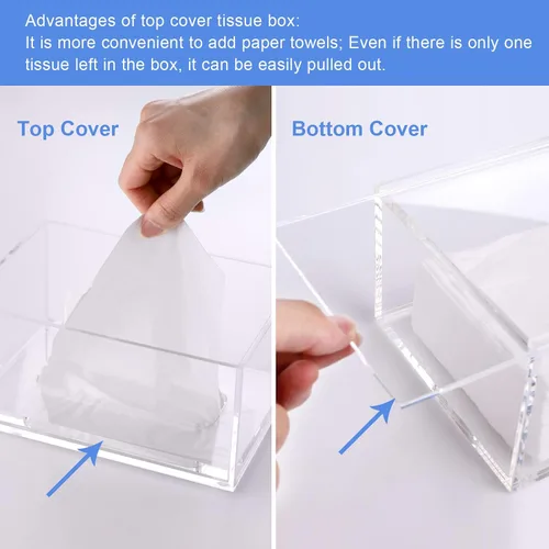 Miniatura 2 de SANRUI Caja de pañuelos faciales de acrílico transparente con tapa superior de 0.315 in, organizador rectangular para dispensadores de servilletas