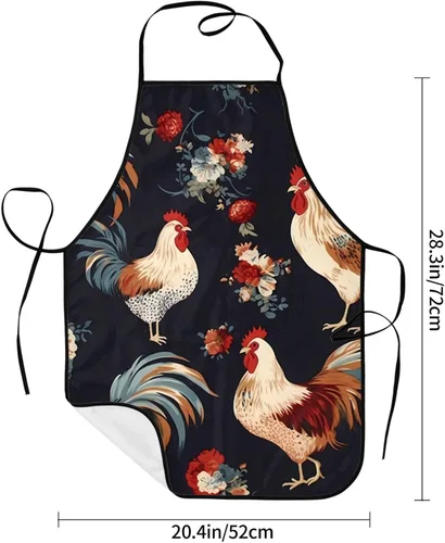 Miniatura 2 de Delantal impermeable ajustable babero con 2 bolsillos verde naturaleza delantales de cocina para mujeres y hombres, baberos de chef para hornear
