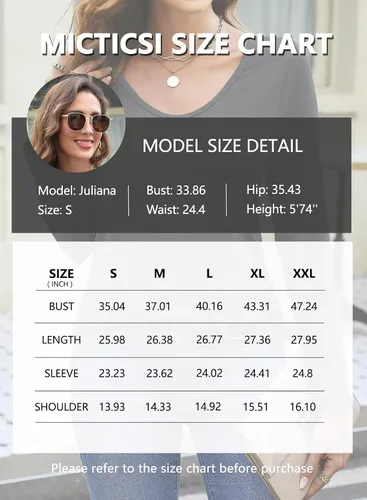 Miniatura 6 de Camisas de manga larga para mujer, cuello en V, camisetas básicas casuales de color sólido