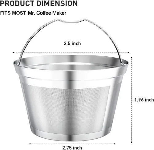 Miniatura 5 de Filtros de café de repuesto reutilizables de 4 a 5 tazas: filtro de café permanente de acero inoxidable que se adapta a la cafetera y la cafetera