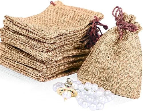 LYSXP 50 bolsas de arpillera con cordón, bolsa de regalo con cordón de 3 x 4 pulgadas, bolsas de joyería para recuerdos de fiesta de boda, Café 3 x