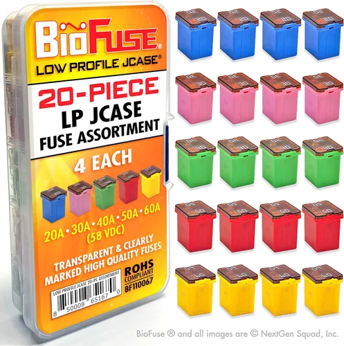 LP (perfil bajo) JCASE 20-Piece Cartucho Fusible Surtido 20A 30A 40A 50A 60A (4 cada uno). Se adapta a la mayoría: Nissan, Toyota, Chrysler, Dodge,