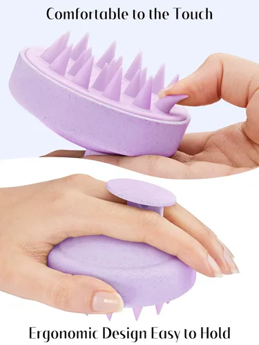 Miniatura 28 de HEETA Masajeador de cuero cabelludo para el crecimiento del cabello, cepillo de champú exfoliante de cuero cabelludo de silicona suave para Rojo