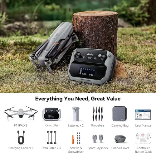 Miniatura 8 de Ruko F11PRO 2 Drone con cámara 6K para adultos, estabilizador de cardán de 3 ejes, 2 baterías para tiempo de vuelo de 70 minutos, transmisión