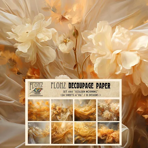 Miniatura 12 de Paquete de papel para decoupage (24 hojas 15x15 cm) Fantastic Nightlights # Papel con patrón estilo vintage para decoupage, manualidades y álbumes