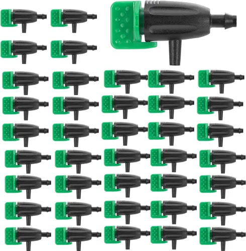 Miniatura 8 de Gotero de riego ajustable de flujo de agua con 30 emisores de goteo de riego, estacas de soporte, sistema de riego gotero para jardín, césped