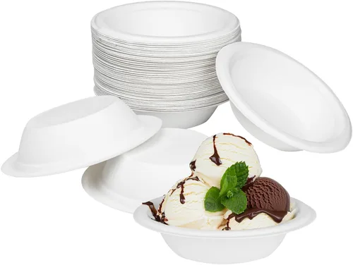 Miniatura 7 de KARAT EARTH KE-BBR12-1C PFAS - Cuenco redondo desechable compostable ecológico de 12 onzas, 1 compartimento, color blanco, caja de 1000