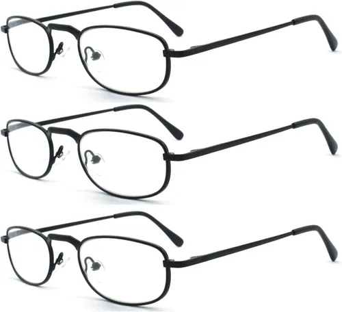 3 pares de lentes de lectura vintage de metal con bisagra de resorte para hombres y mujeres