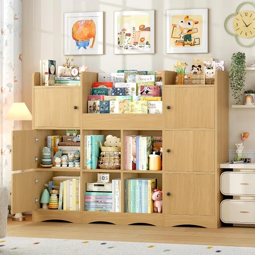 Miniatura 5 de FINETONES Estante para juguetes y almacenamiento de juguetes, estantería grande de 55 pulgadas para niños, organizador de juguetes y almacenamiento