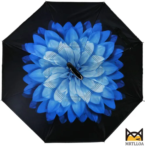 Miniatura 74 de MRTLLOA - Paraguas invertido de gran tamaño de 40/49/56 pulgadas - Sombrilla doble capa resistente al viento, con mango en forma de C y tamaño golf