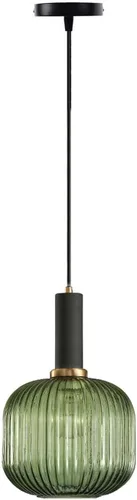 Miniatura 12 de Lámpara colgante negra y pantalla de luz a rayas de vidrio, iluminación colgante moderna para isla de cocina, casa de campo, luces colgantes