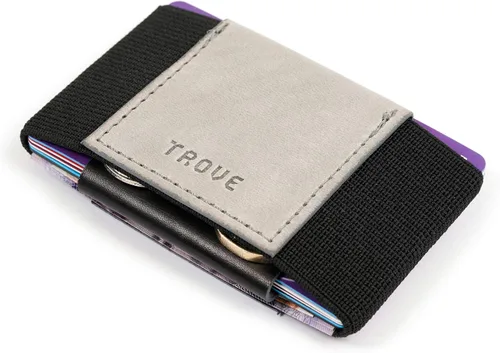 Miniatura 2 de TROVE Cartera Cartera delgada minimalista de cuero de grano completo y tarjetero, Negro, Minimalista