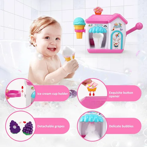 Miniatura 8 de Gretex Juguetes de Baño para Niñas Pequeñas de 3 4 5 6 7 8 Años, Juguete de Baño Fabricante de Helados de Burbujas, Juguetes de Ducha, Juguetes