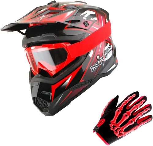 Miniatura 17 de 1Storm - Casco de motocross para adultos, BMX, MX, ATV, Dirt Bike, motocicleta cuádruple de cuatro ruedas, estilo de carreras, HF801 Sonic Blue