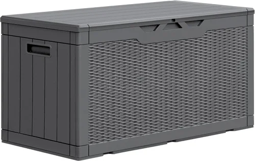 Miniatura 14 de GUNJI Caja de resina de 100 galones con cojín, caja de almacenamiento grande resistente a la intemperie al aire libre, contenedor de almacenamiento
