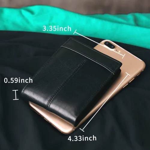 Miniatura 3 de Mens Wallet Slim Genuine Leather RFID Thin Bifold Wallets For Men Minimalist Front Pocket ID Window 12 Card Holders Gift Box